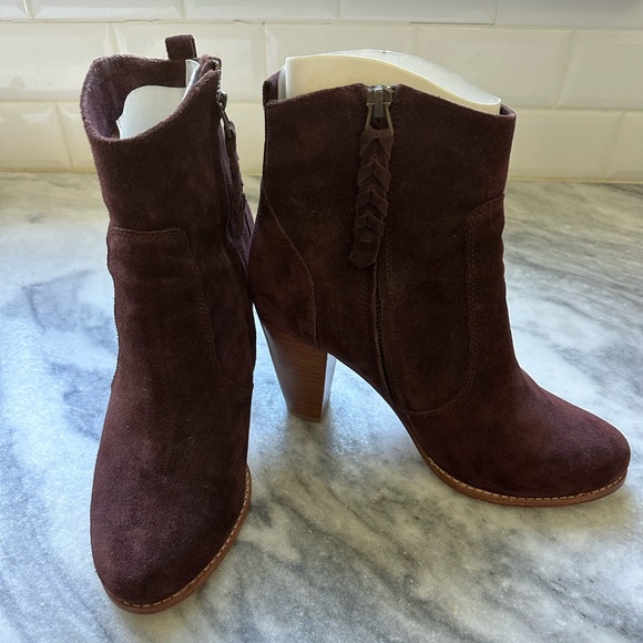 Joie Dark Brown Suede Ankle Boots - Picture 1 of 4